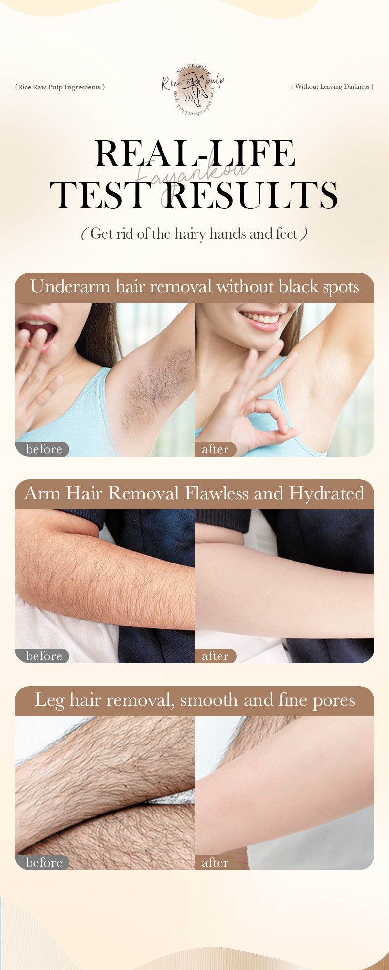 Rice Puree Whitening Hair Removal Cream BIOAOUA Soothing Leg Hair Removal Body Hair Removal Cream Wholesale