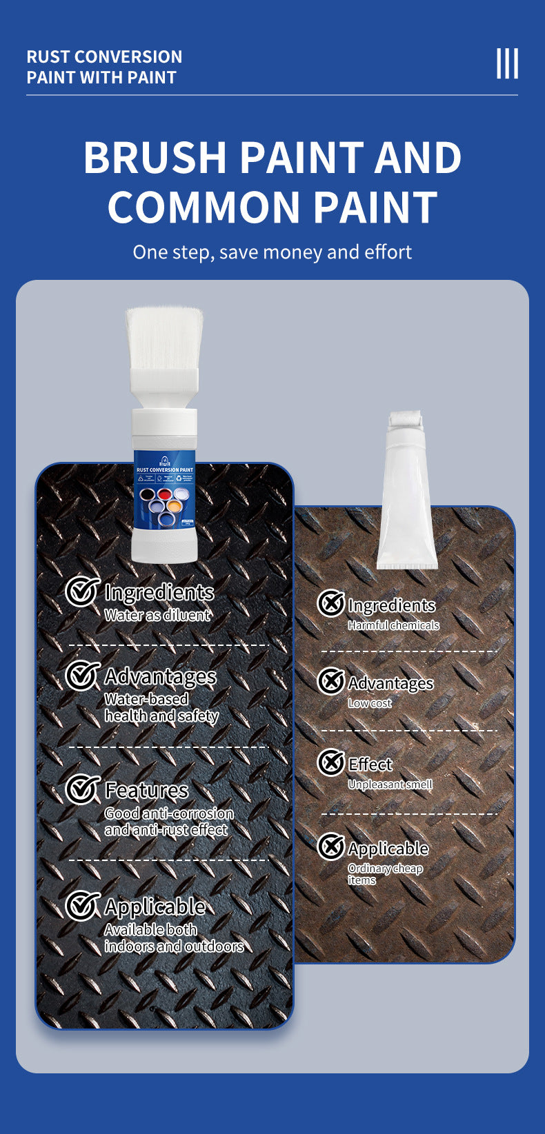 Water-based Anti-rust Paint Metal Paint Rust-free Rust Conversion Paint Color Steel Tile Renovation Rust Fixing Agent Multi-color Conversion Paint