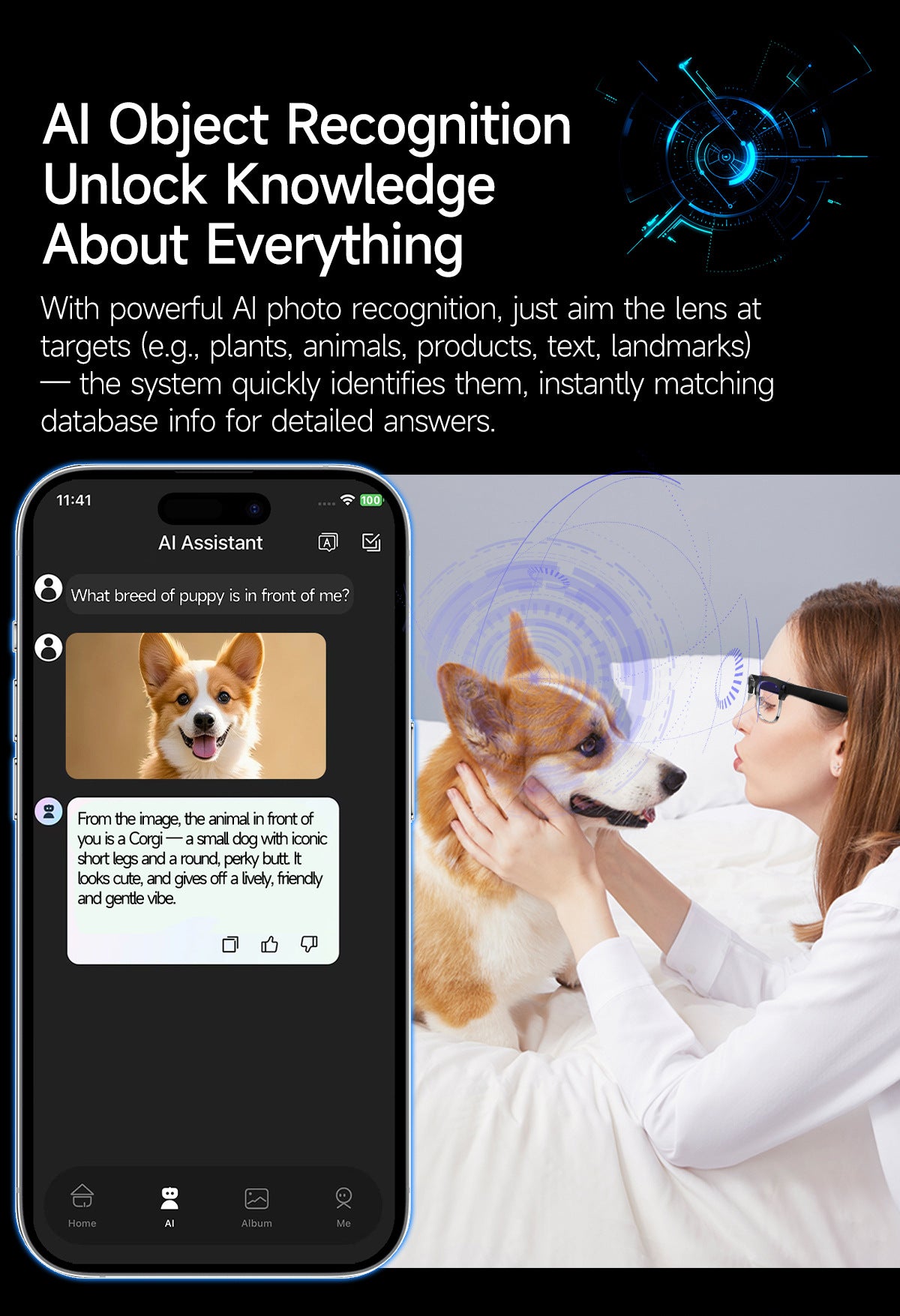 W630Smart Glasses800Megapixel photochromic lens with image stabilization for video recording AI Simultaneous Translation Recognition