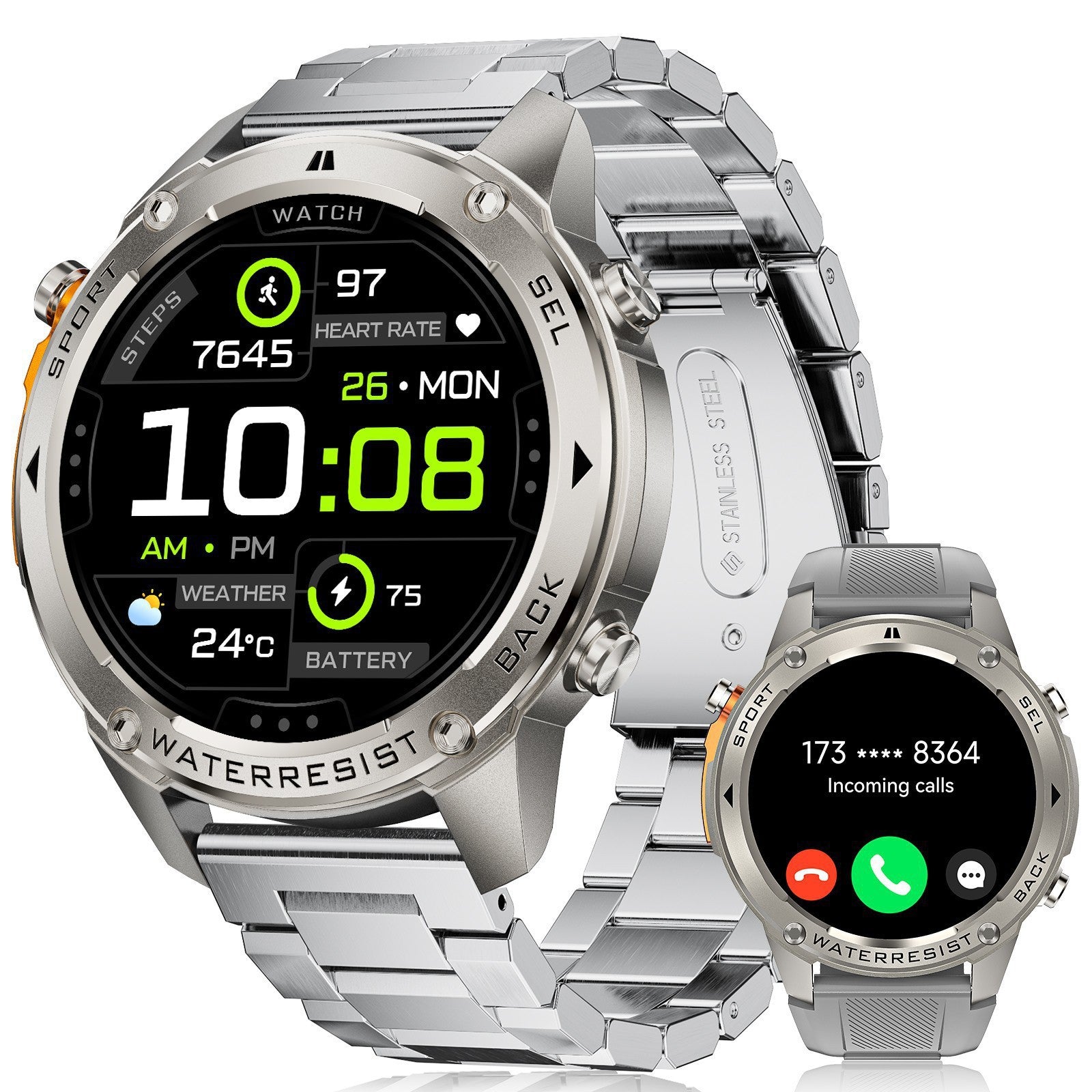 DM56Smart Watch1.52inch Bluetooth call heart rate pedometer sleep monitor GPS Positioning Three-Proof Sports