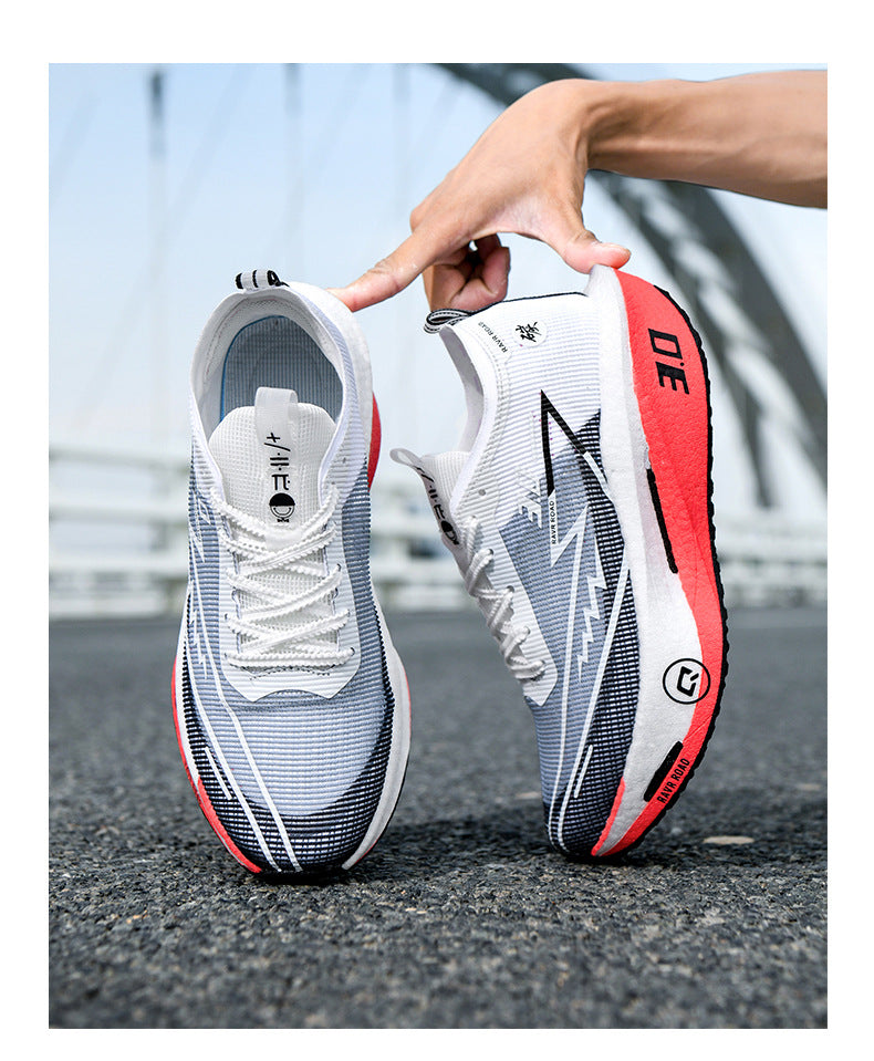 New Fashionable Casual Breathable Comfortable Running Shoes with Real Carbon Plate High Elasticity Shock Absorption for Student Training Sports Shoes