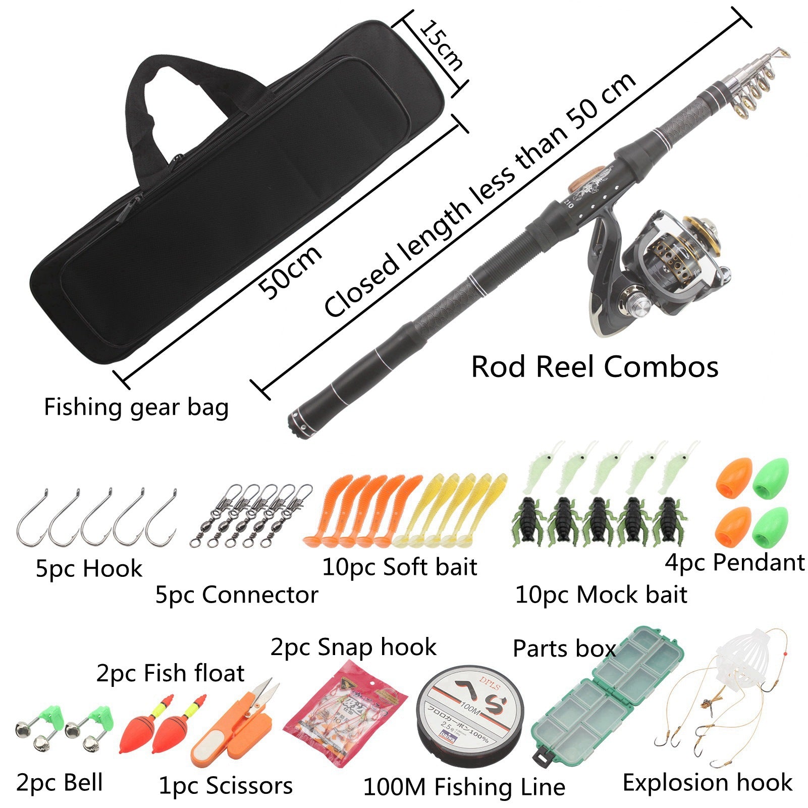 Portable Ultra-Short Fishing Gear Set Carbon Short Sea Rod Spinning Reel Combination European and American FBA Fishing rod