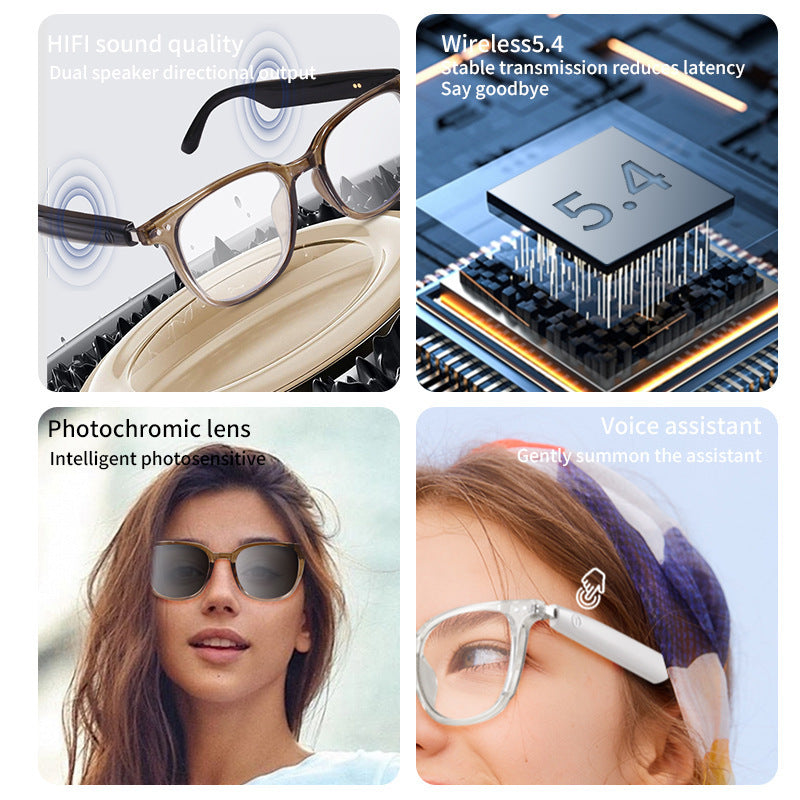 Non-Bone Conduction Bluetooth Glasses Open-Fit Smart Sunglasses Travel Driving Call Hands-Free Sun Protection Sunglasses