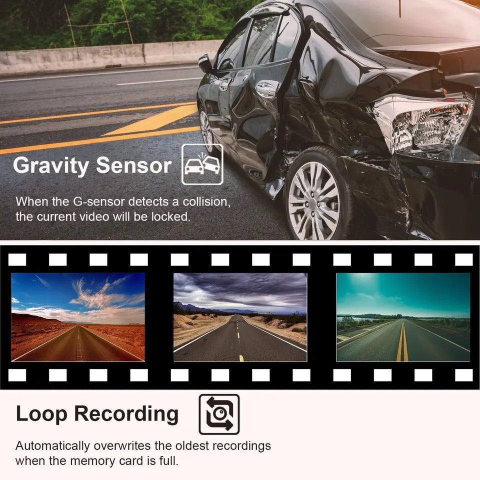 Dash Cam with Four Lenses1080P High-definition infrared night vision four-record simultaneous display dash cam DVR