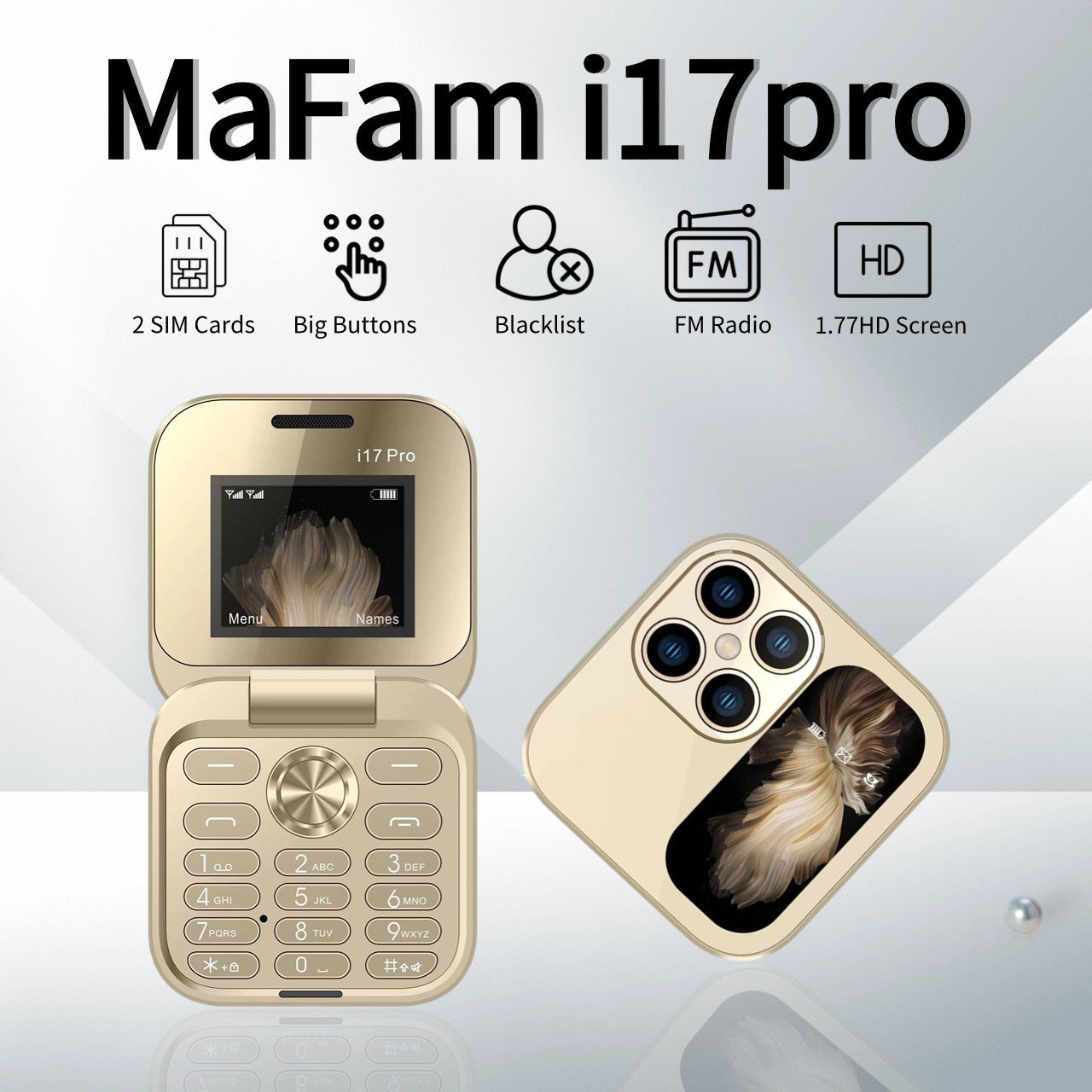 Hot Selling Exquisite Appearance Mini Folding Feature Phone Flip Cover Elderly Button Phone Pocket Phone