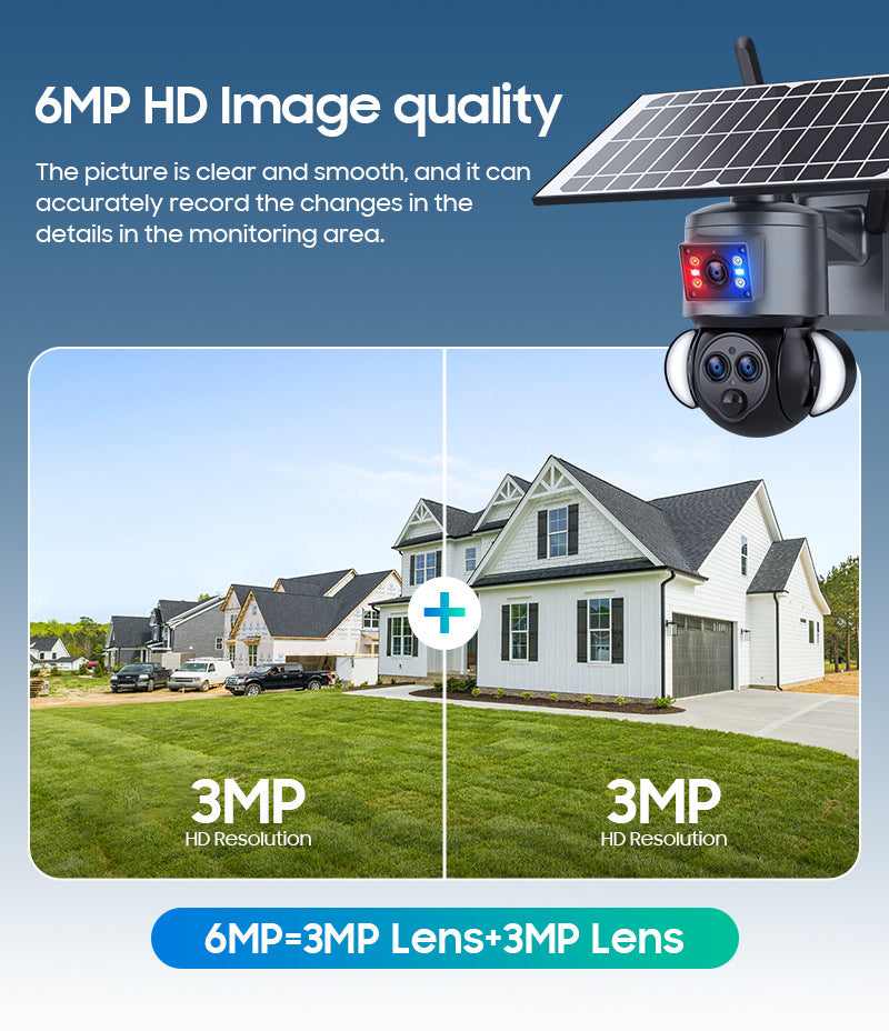 4G Solar Wide Angle Camera15Zoom6MP HD panoramic binocular camera for outdoor use