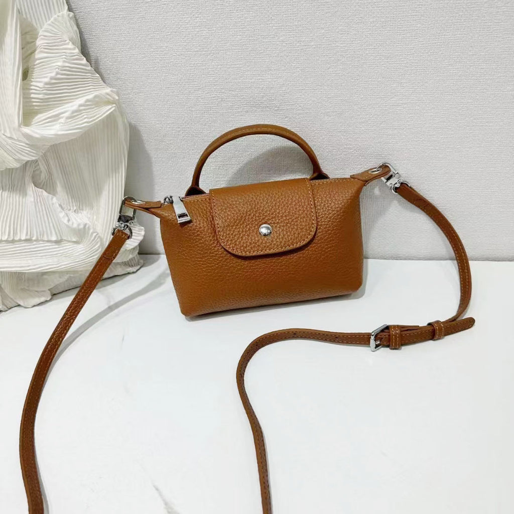 Dumpling Bag Top Layer Cowhide Niche Phone Bag Crossbody Small Bag Casual Genuine Leather Women's Bag Multifunctional Coin Purse
