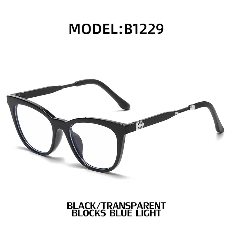 Aluminum-magnesium Spring Mirror Leg Cat Eye Sunglasses Men UV Protection ins Large Frame Sunglasses for Women with High-End Feel