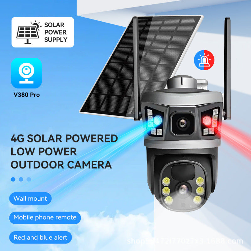 V380Solar Surveillance Camera Manufacturer Direct Sale Dual Lens Dual Screen Outdoor No Electricity No Network4G Monitor