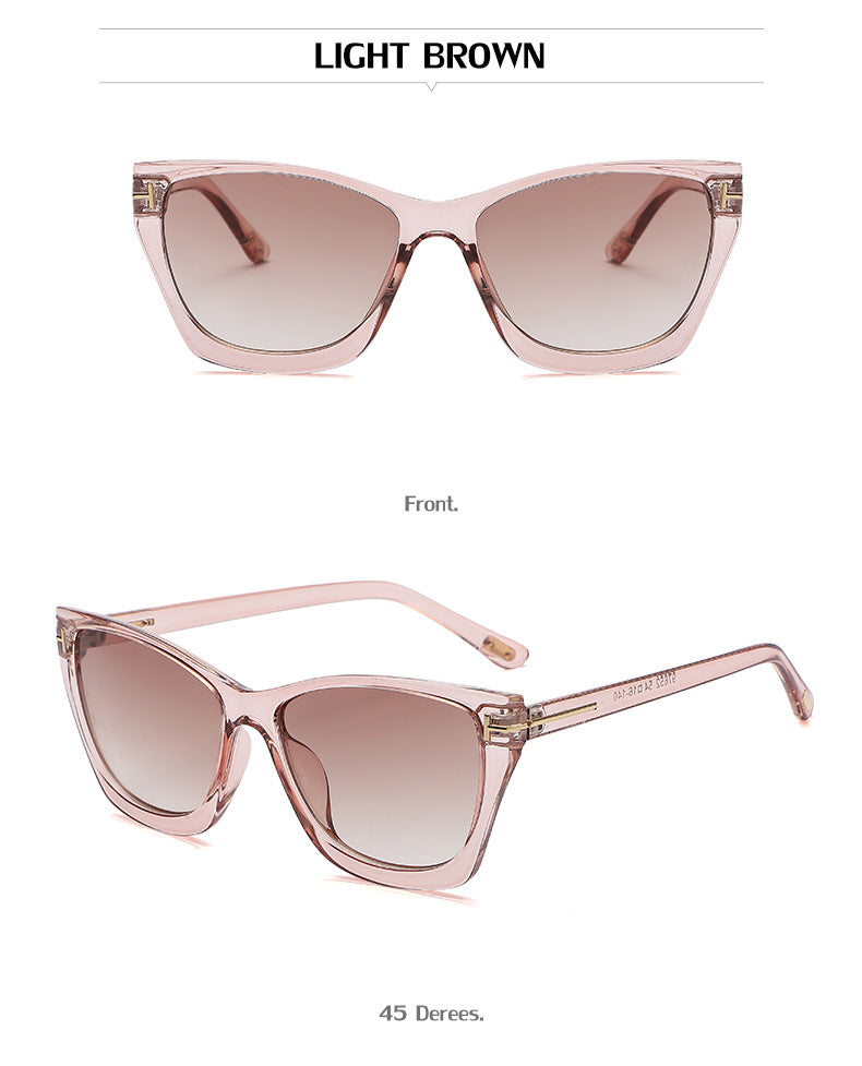Vintage T Cat Eye Sunglasses for Women Fashionable High-End Sunglasses Trendy ins Street Style Full Frame Sun Protection Glasses shades