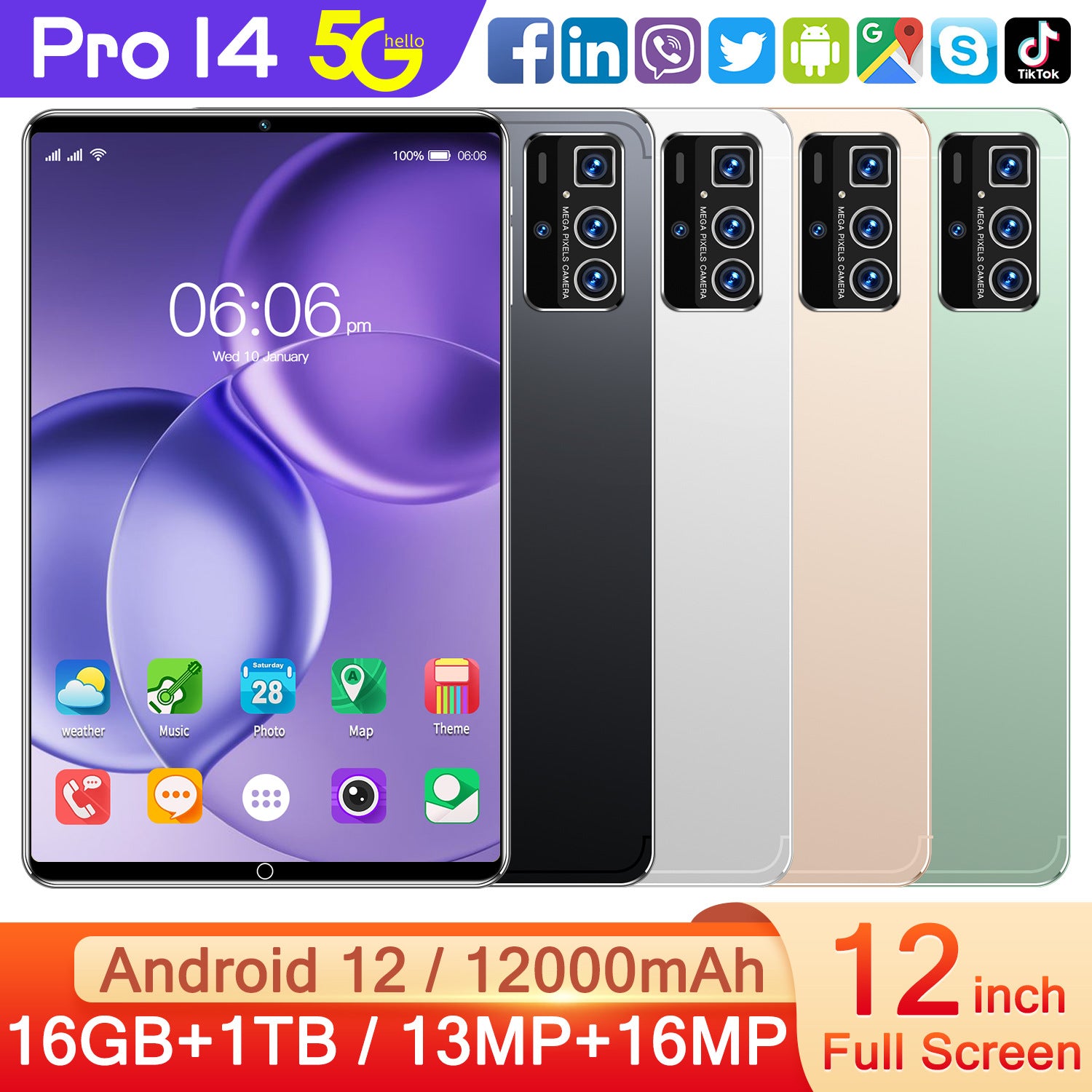 2025Hot Item Exclusively Available Worldwide Pro14 High-definition large screen long standby tablet factory direct wholesale
