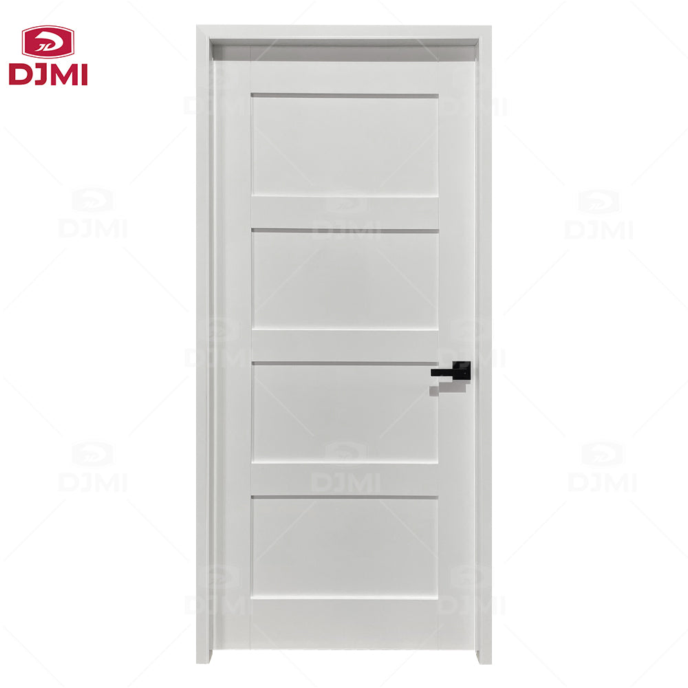 Guangdong Daji Customize Interior Bedroom White Primed Solid Core Wood Single Prehung Interior Shaker Door