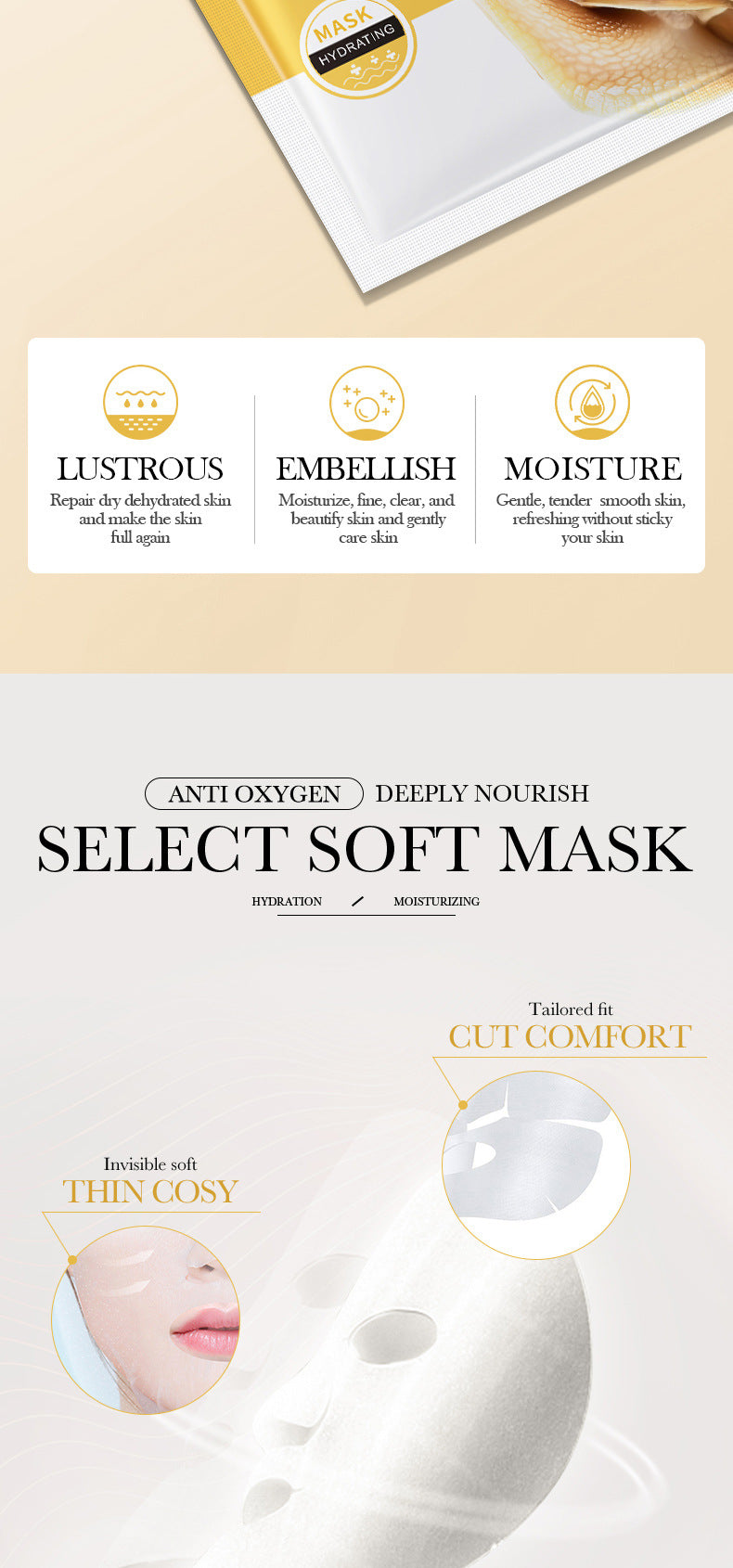Mask30gBIOAOUA Honey Hydrating Pearl Moisturizing Rose Snail Moisturizing  Foreign Trade Wholesale