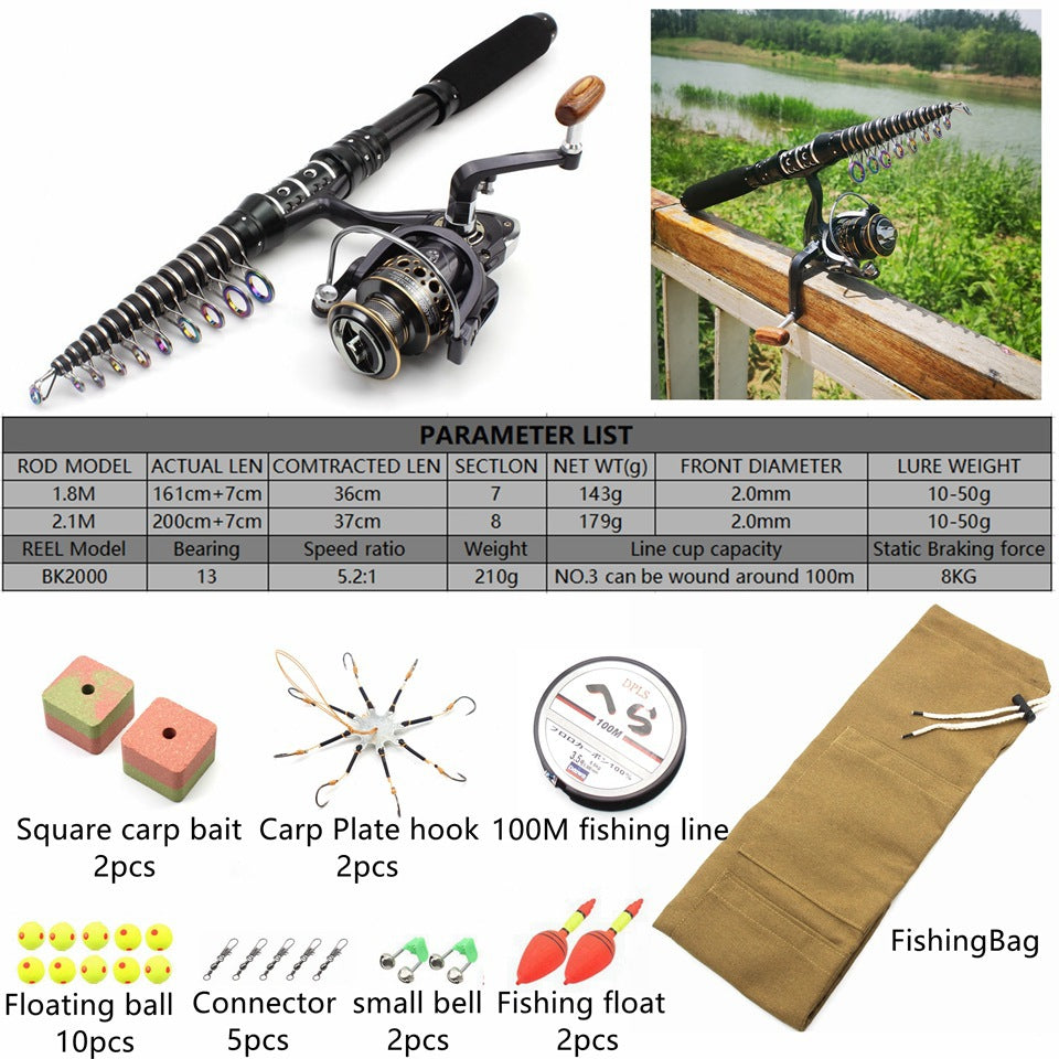 Ultra-short Portable European Carp Fishing Set Fishing Gear Combination European and American Popular Fishing Rod Can Be Used FBA