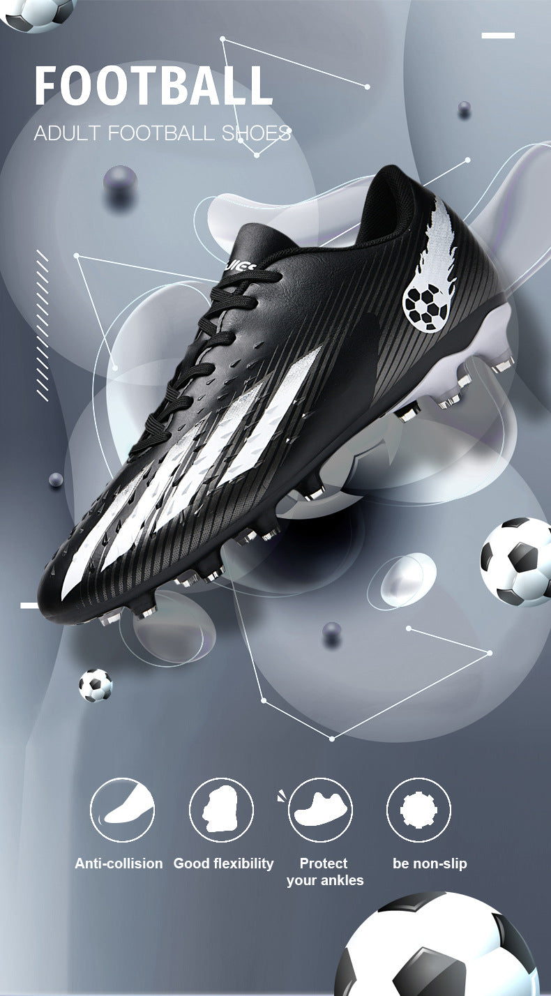 Gold-Plated Sole Men's Football Shoes with Studded Spikes AG Long Spike Shoes for Older Children, Middle and High School Students, Adults, Competition Training Sports Shoes
