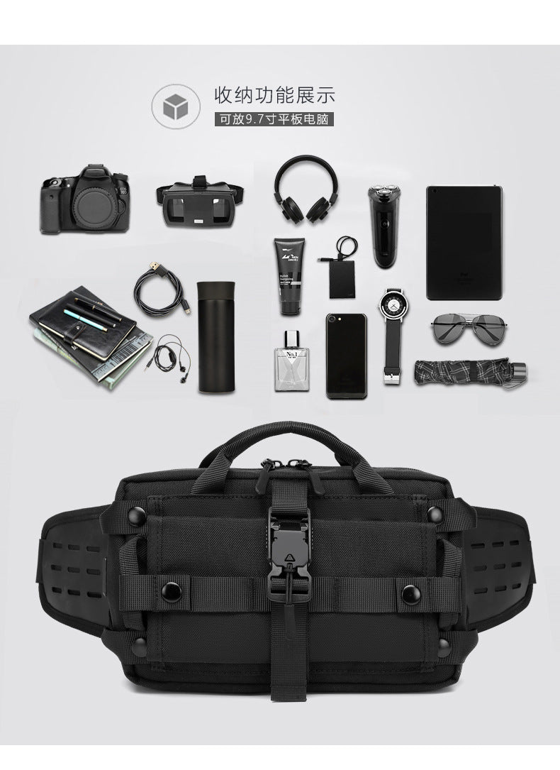 Men's Trendy Tactical Waist Bag Waterproof Small Crossbody Bag Outdoor Sports Cycling Running Lightweight Portable Bag male bag
