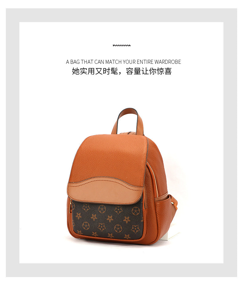 Backpack Top Layer Cowhide mini Fashionable Simple Large Capacity Crossbody Bag Casual Versatile Travel Small Backpack for Women