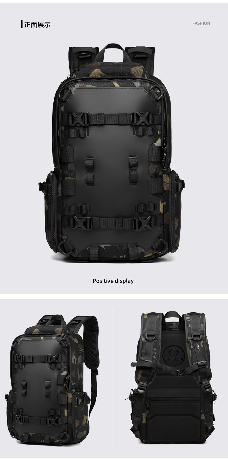 OZUKO Sports Backpack Men's Backpack Waterproof Multifunctional College Student Bag Commuting Cycling Outdoor Bag