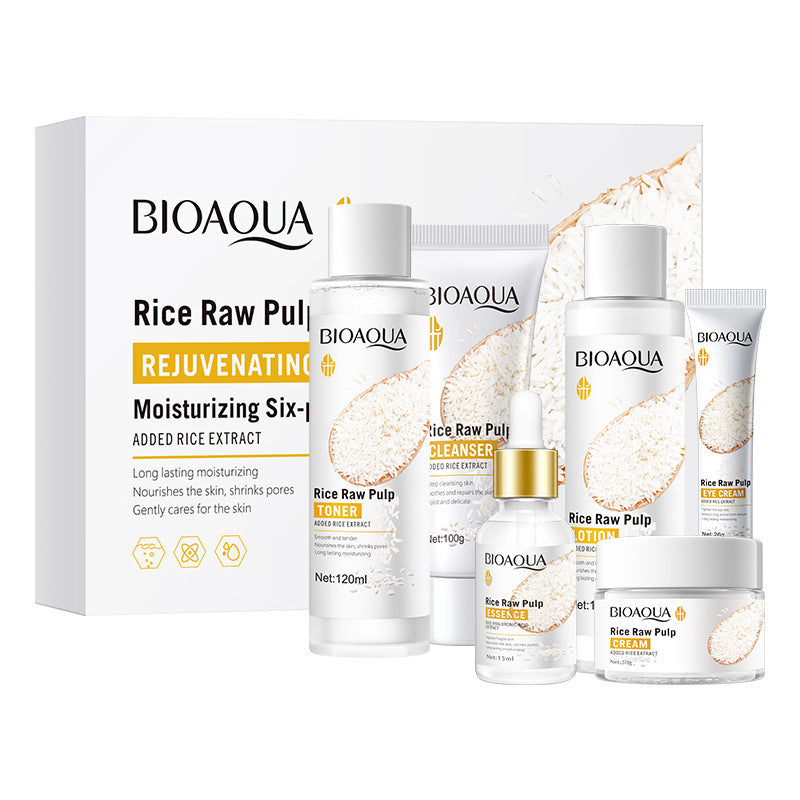 Rice Skincare Set BIOAOUA Rice Puree Series Six-Piece Set Box  Wholesale