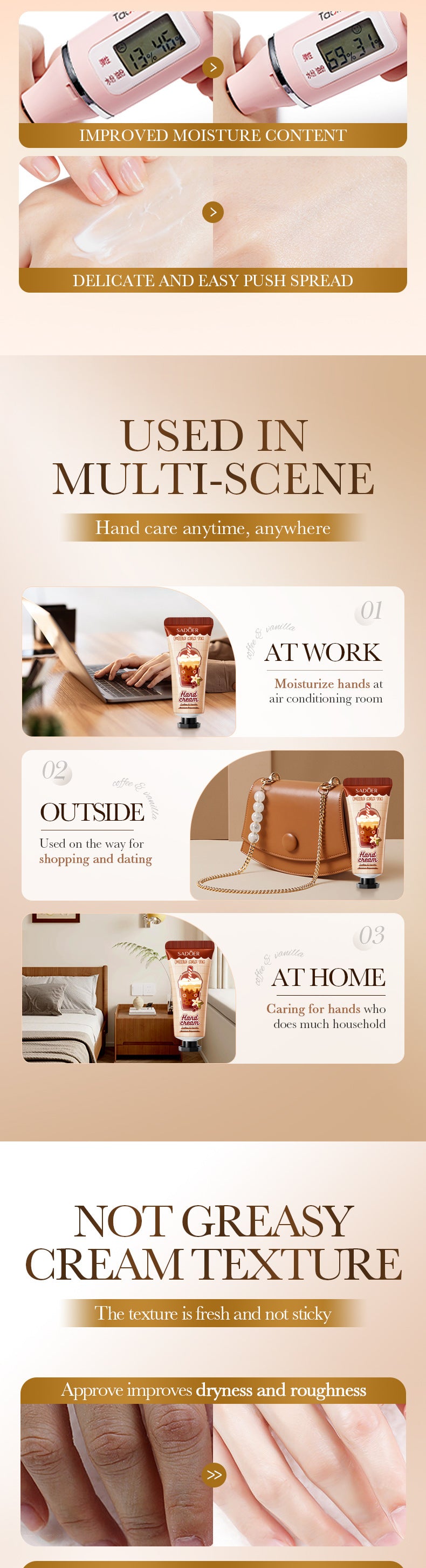 Coffee Vanilla Hand Cream SADOER Autumn and winter anti-chapped skin rejuvenating hand cream  wholesale