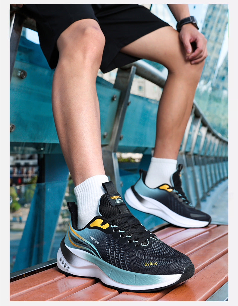 Large Size Summer Jacquard Mesh Breathable Youth Shock Absorption Sports Shoes Student Outdoor Racing Running Shoes