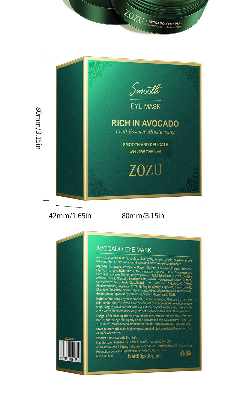Eye Mask ZOZU Golden Avocado Moisturizing and Hydrating   foreign trade skincare products live wholesale