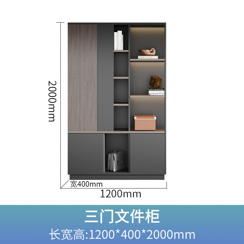 Office Bookshelf Boss Background Cabinet File Cabinet Wooden Document Cabinet Storage Cabinet Wall-Mounted Floor Cabinet
