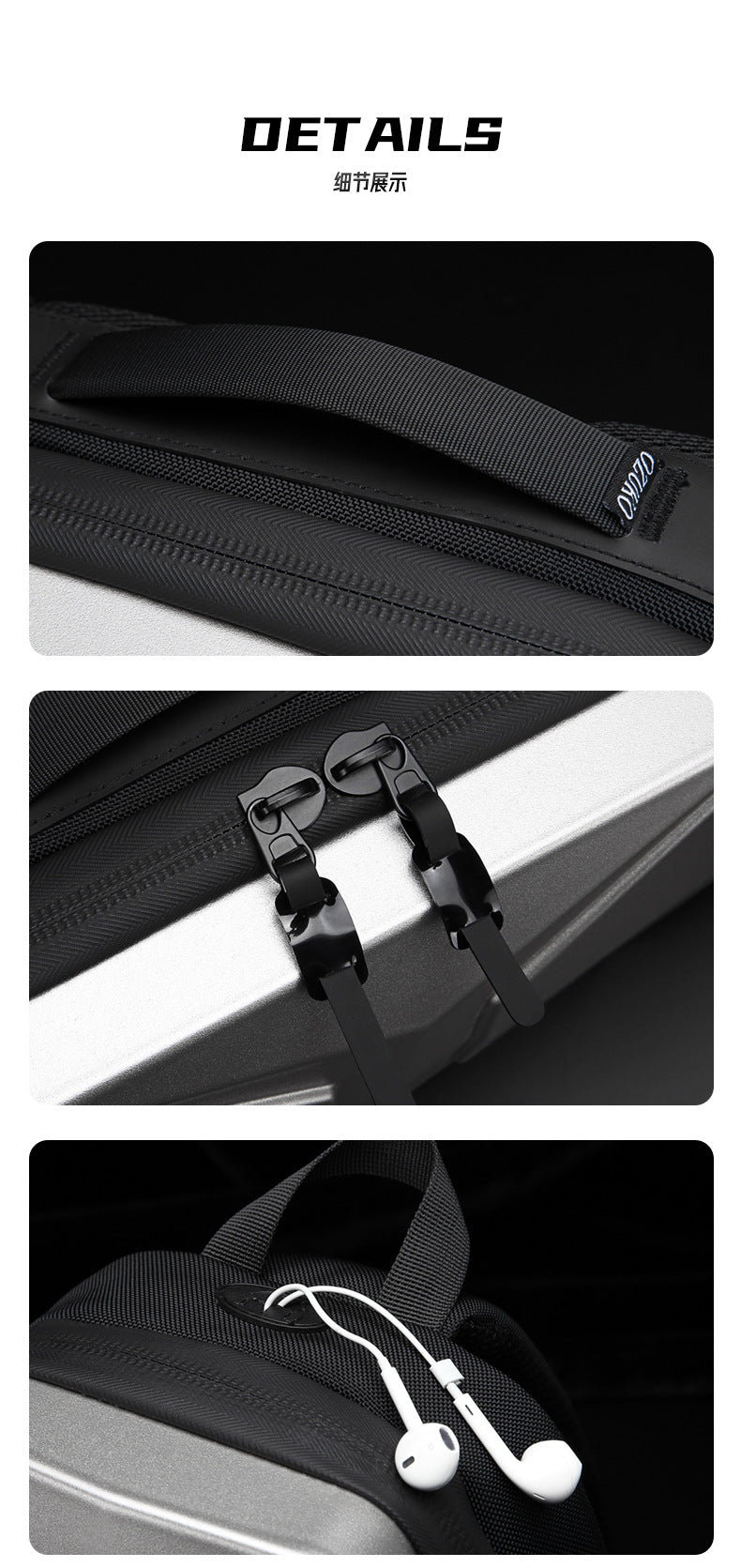 ozuko Functional trendy men's chest bag PC Hard Shell Waterproof Multifunctional Crossbody Bag Shoulder Outing Sports Men's Bag