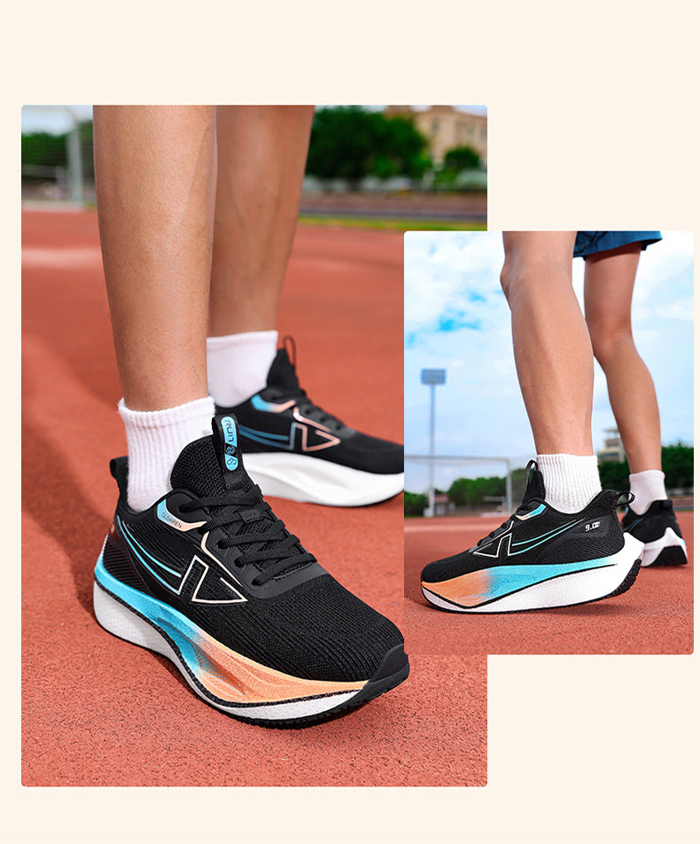 New Marathon Racing Anti-Slip Wear-Resistant Running Shoes Couple Popcorn Carbon Plate Cushioning Rebound Soft Sole Sports Shoes