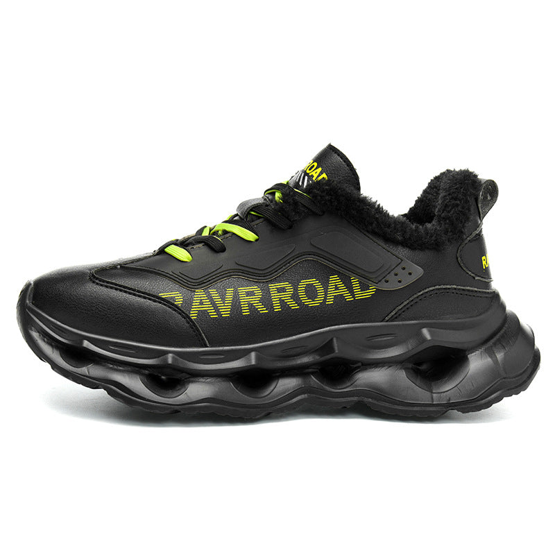 Winter New Ultra-fiber Leather Waterproof Fashion Casual Sports Shoes with Fleece Lining Warm Men's Shoes Non-slip Wear-resistant Running Shoes