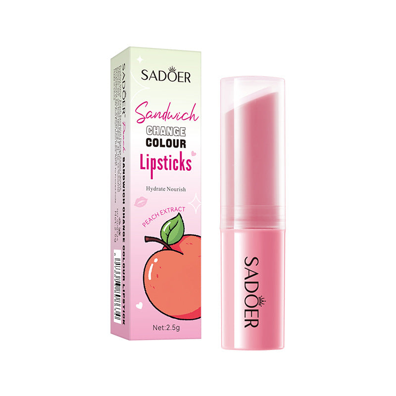 Fruit Filled Temperature Changing Lip Balm SADOER Hydrating Moisturizing Temperature Changing Lip Balm for Foreign Trade