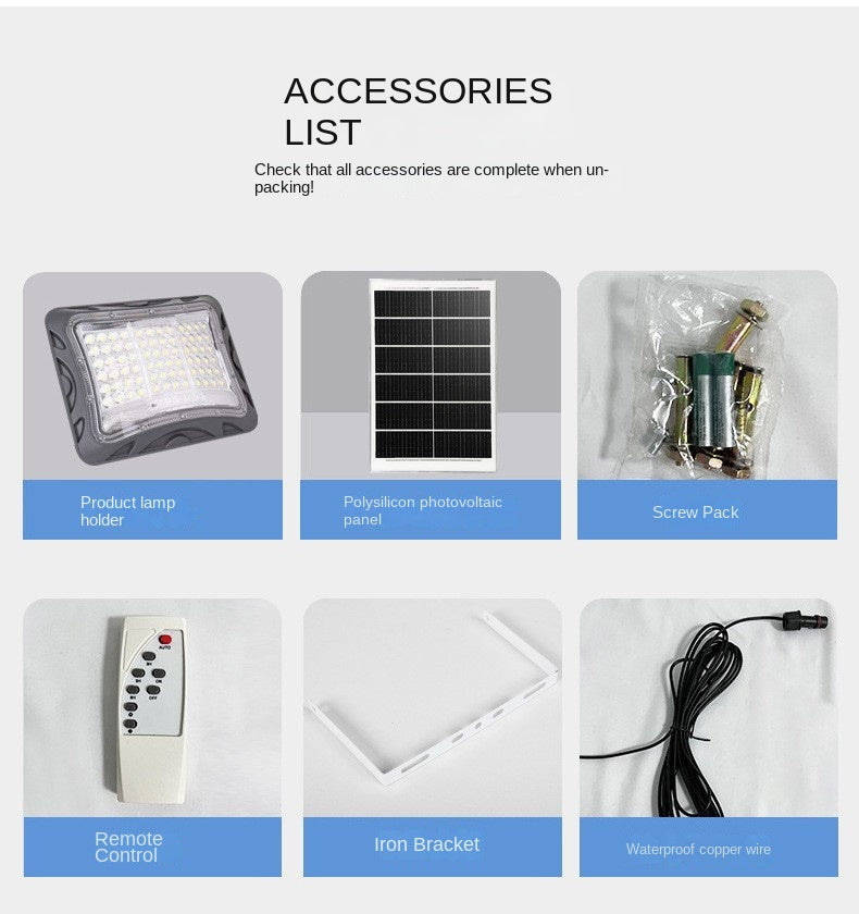 New Solar Floodlight Garden Community Ultra-Bright Waterproof Outdoor Light 500W Large Emitting Surface LED Solar Light