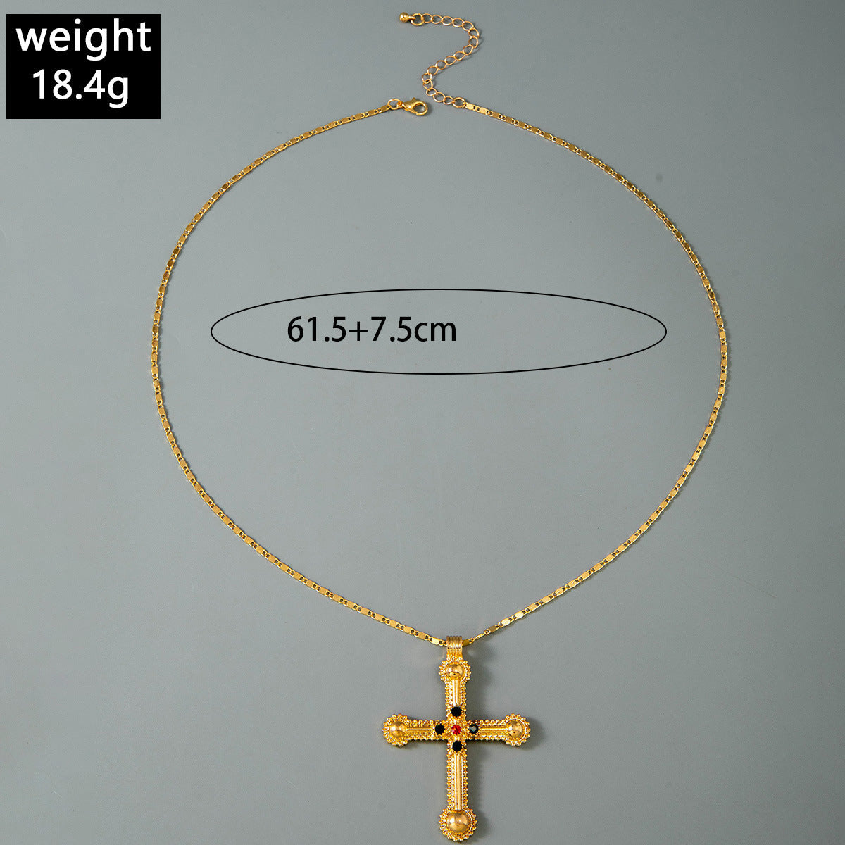 European and American Retro Hollow Diamond Cross Pendant Necklace Gothic Style Black Layered Wear Y Type Necklace