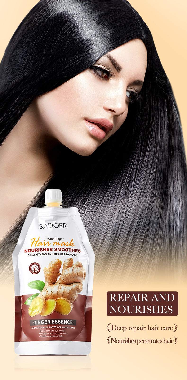 Ginger Hair Mask350g SADOER Smooth Nourishing Repair Moisturizing Hair Mask  Wholesale