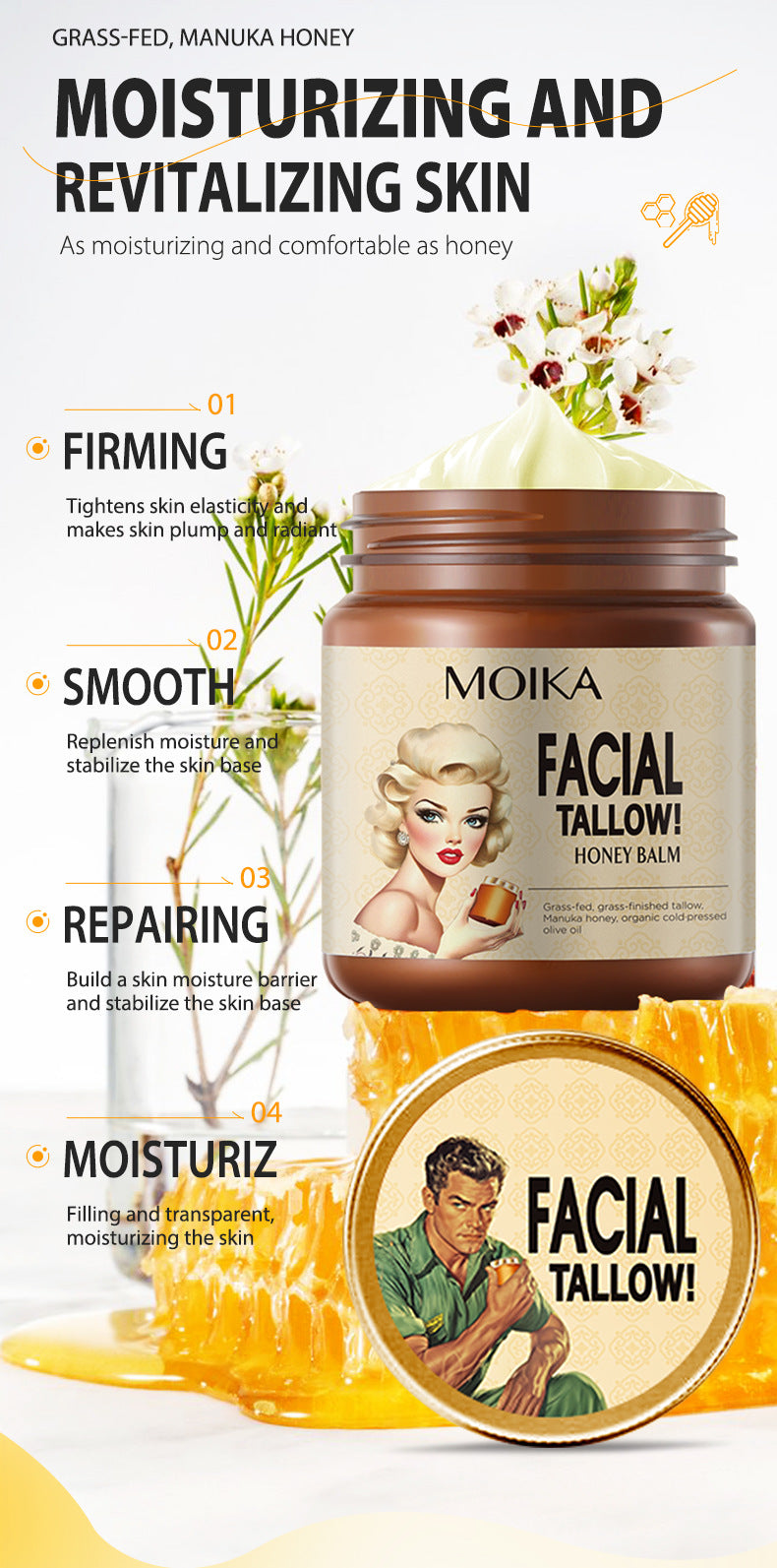 In Stock Fresh Cream Manuka Honey Vanilla Organic Face Cream Moisturizing Cream Body Lotion Skincare Lip Balm