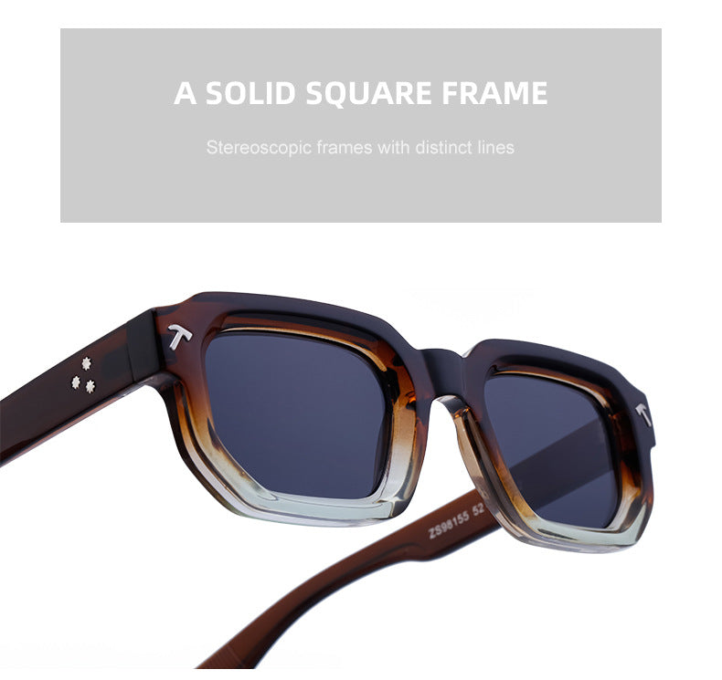 New European and American Fashion Square Frame Sunglasses for Men, Simple Personality Black Frame Glasses sunglasses