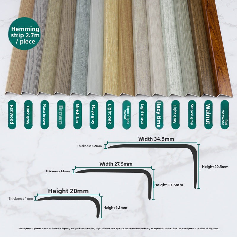 Aluminum alloy wood floor edge trim strip floor finishing strip L Wood grain trim strip7Door threshold trim edge sealing strip