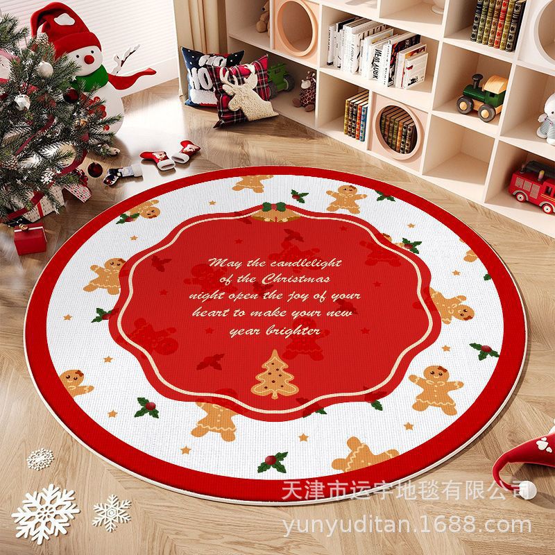 Christmas Carpet Round Living Room Mat Christmas Decoration Atmosphere Mat Christmas Tree Mat Labeling and Shipping