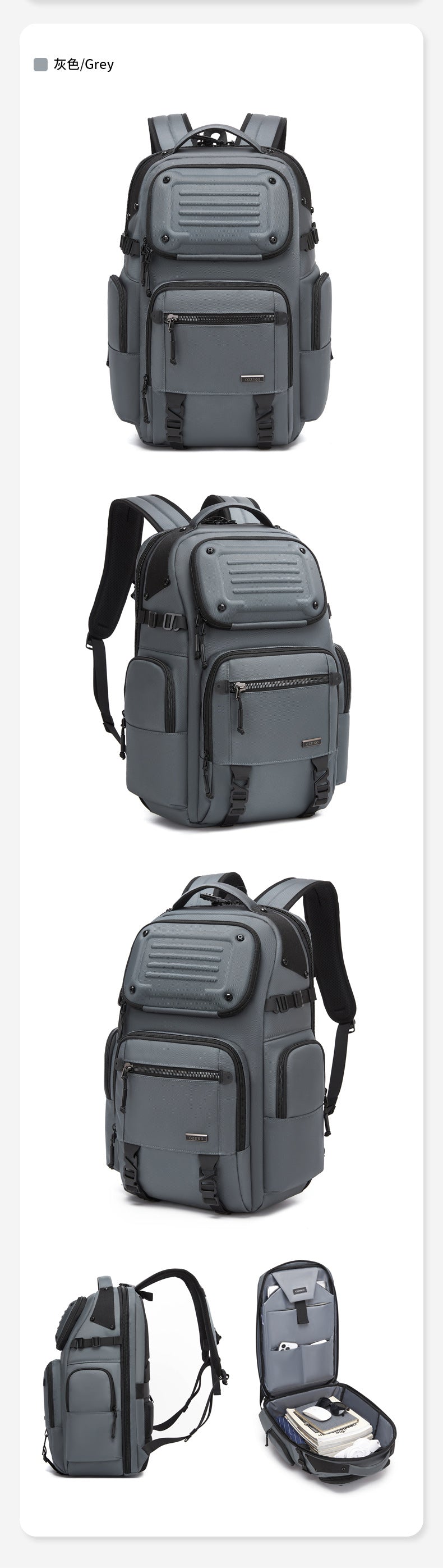 ozuko Business Backpack Men's Large Capacity Waterproof Computer Bag15.6Men's Commuter Backpack with High-End Feel