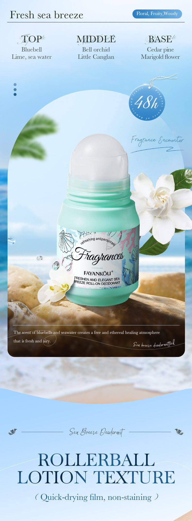 Antiperspirant50g FAYANKOU Deodorant with Long-lasting Fragrance, Refreshing Antiperspirant Roll-on,  Wholesale