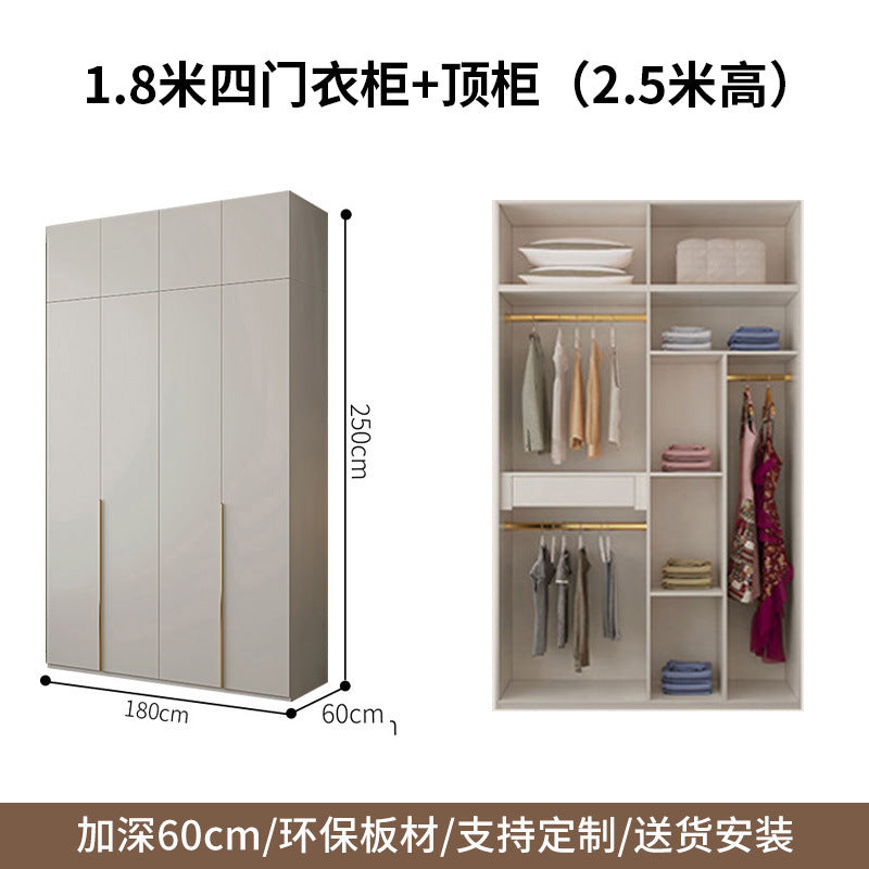 One-Door to Ceiling Heightened Solid Wood Wardrobe for Home Bedroom, Double Door Simple Assembly Cabinet, European Pine Board Storage Cabinet, Wardrobe