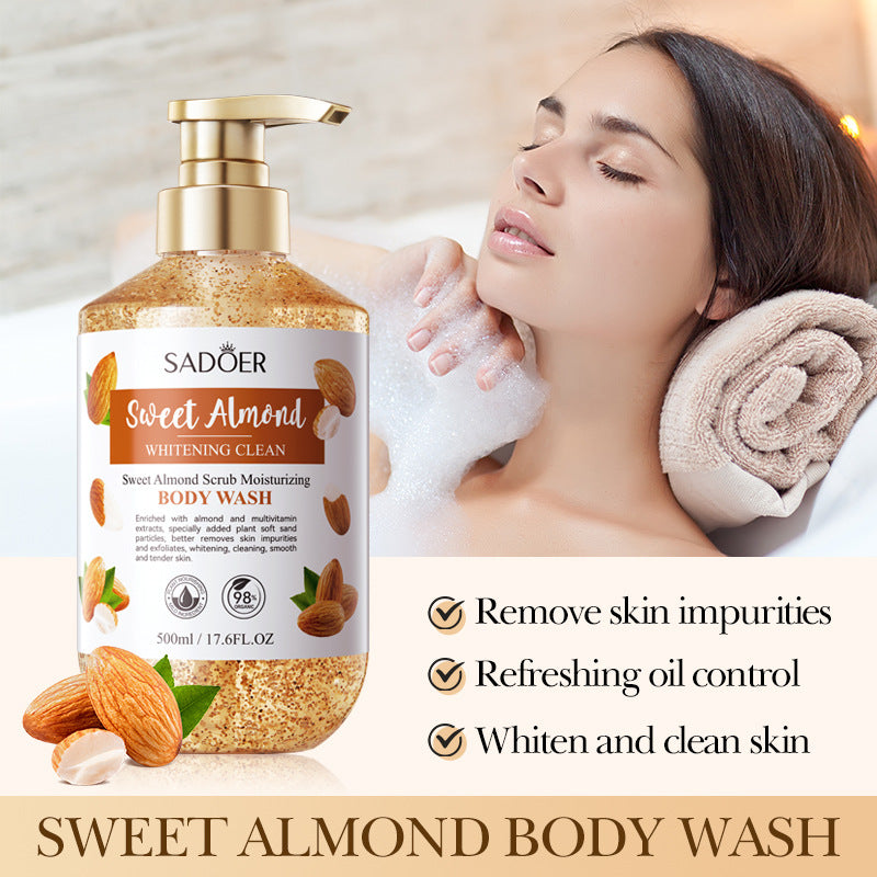 Sweet Almond Whitening Scrub Body Wash500ml SADOER  foreign trade wholesale of cleansing body wash