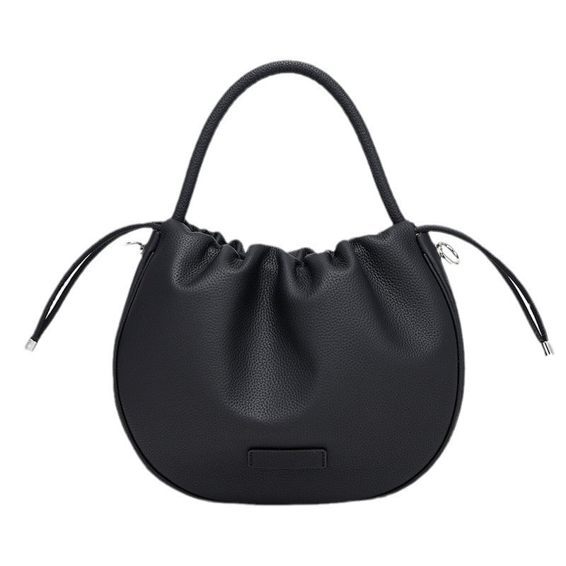 New Women's Bag Cloud Bag Fashion Crossbody Bag Cowhide Shoulder Bag Handbag Pleated Saddle Bag Trendy