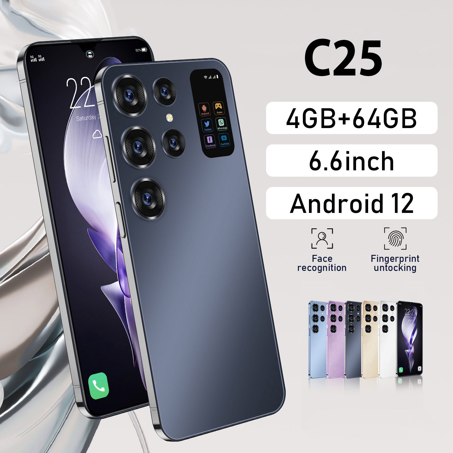 new smartphone C25 Android7.3Inch Large Screen4+64G Smartphone Shopee