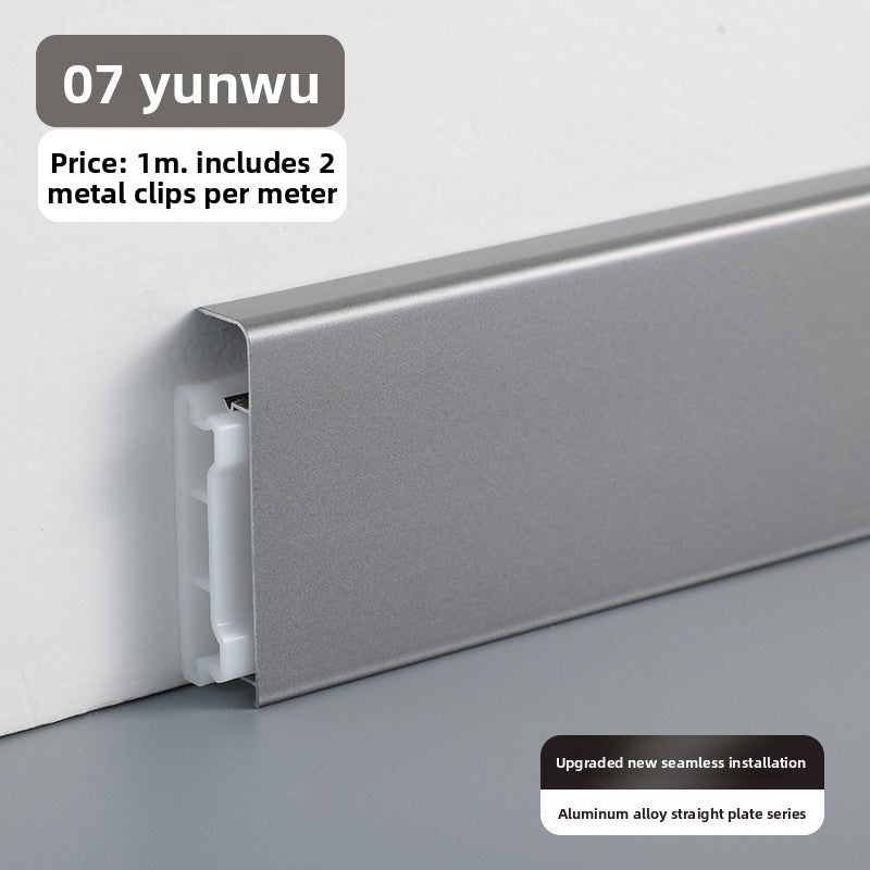 Trendy flat skirting board, thickened snap-on metal baseboard, ultra-narrow corner trim, aluminum alloy skirting board