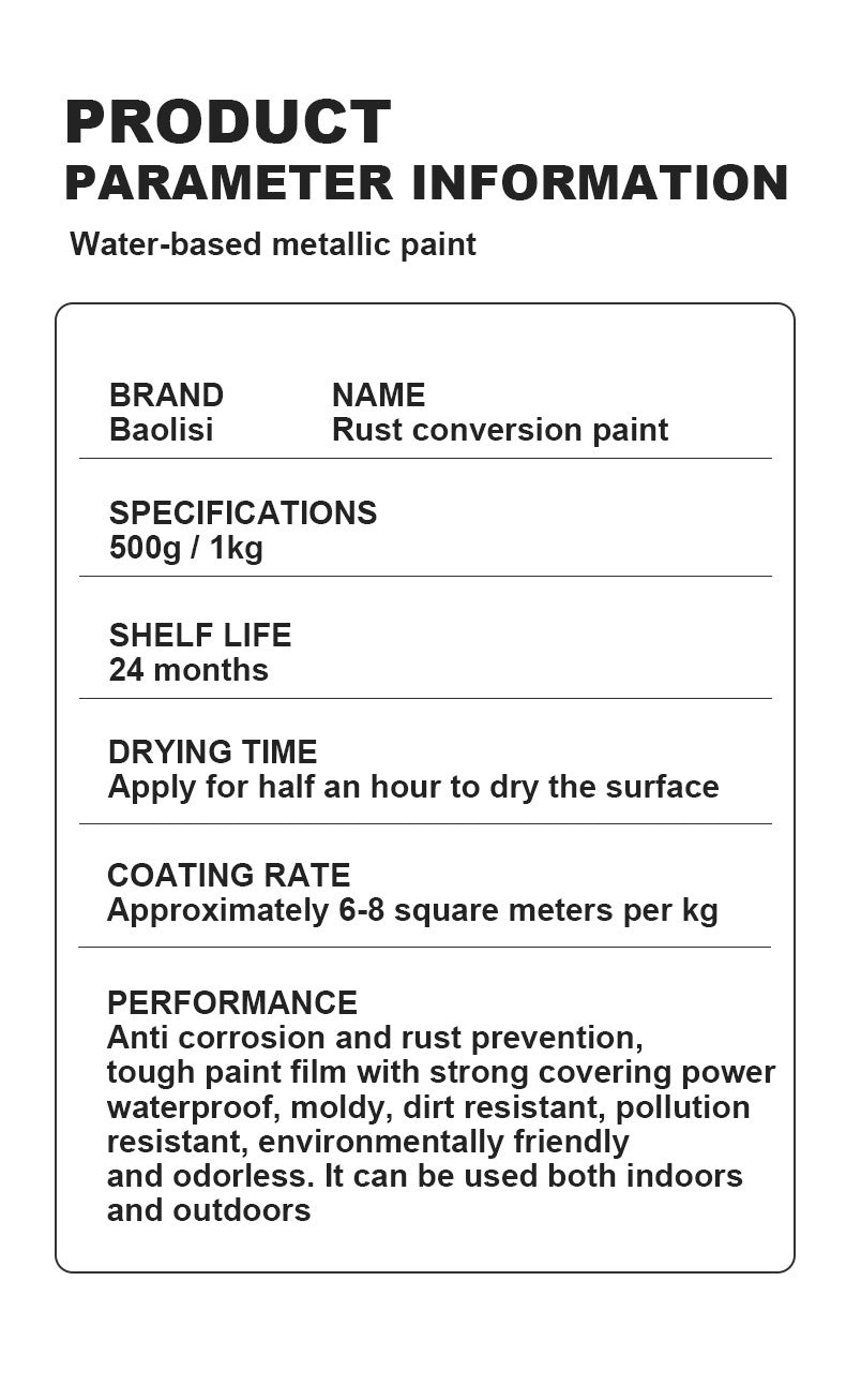 baolisi Colorful Rust Conversion Paint Southeast Asia Water-Based Metal Door and Window Rust Remover