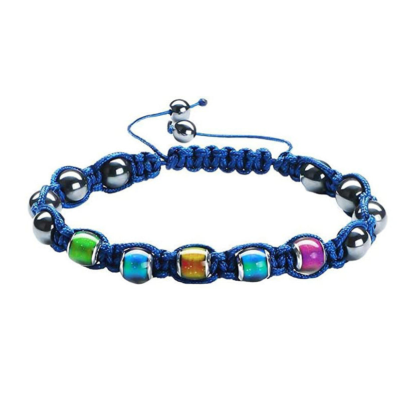 Hot Selling Braided Bracelet Black Magnet Black Gallstone moodbead Beaded Thermochromic Bead Braided Bracelet