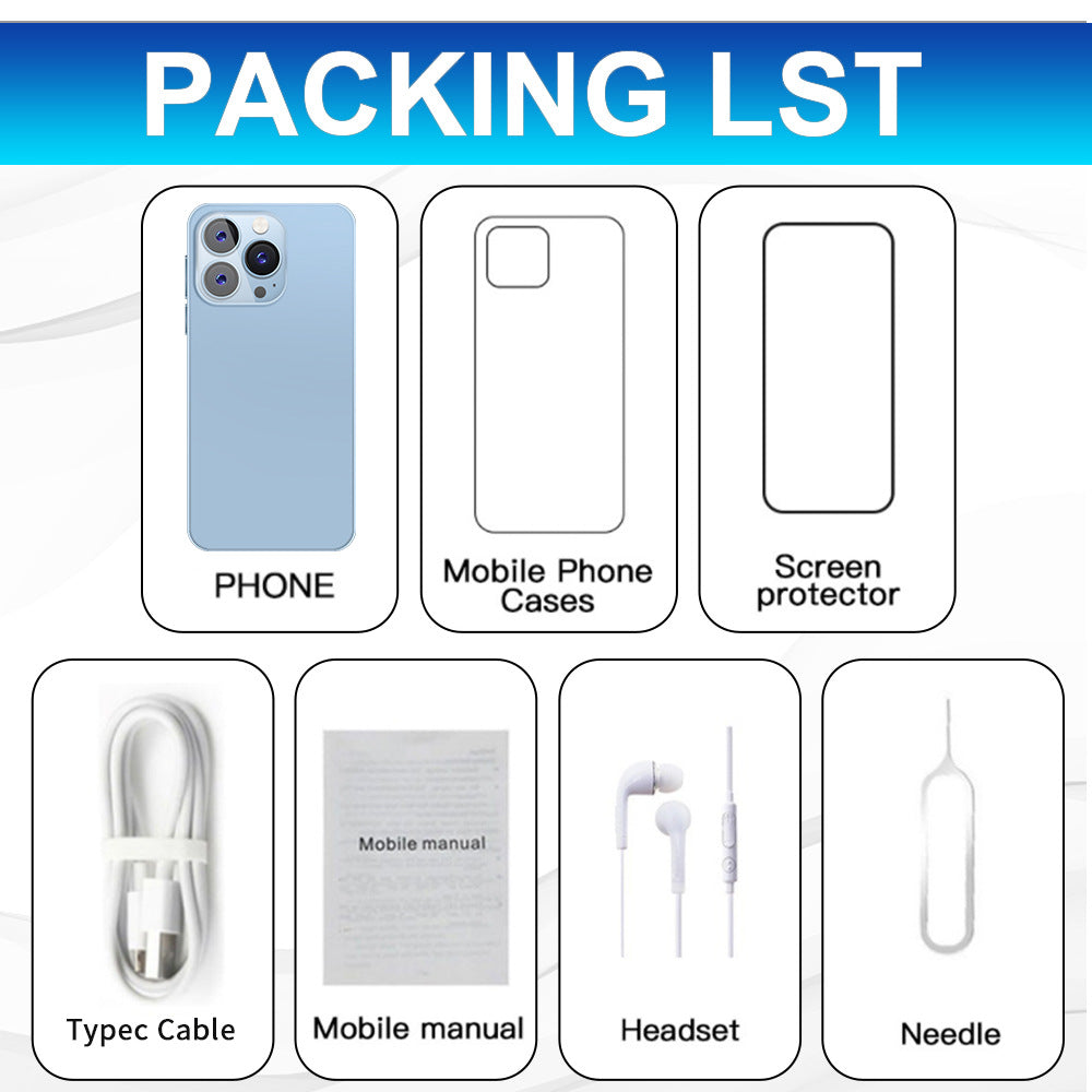 Mobile Phone i15 ProMax 7.3inch smart android phone(16+1T)130010,000 Pixels4G Net