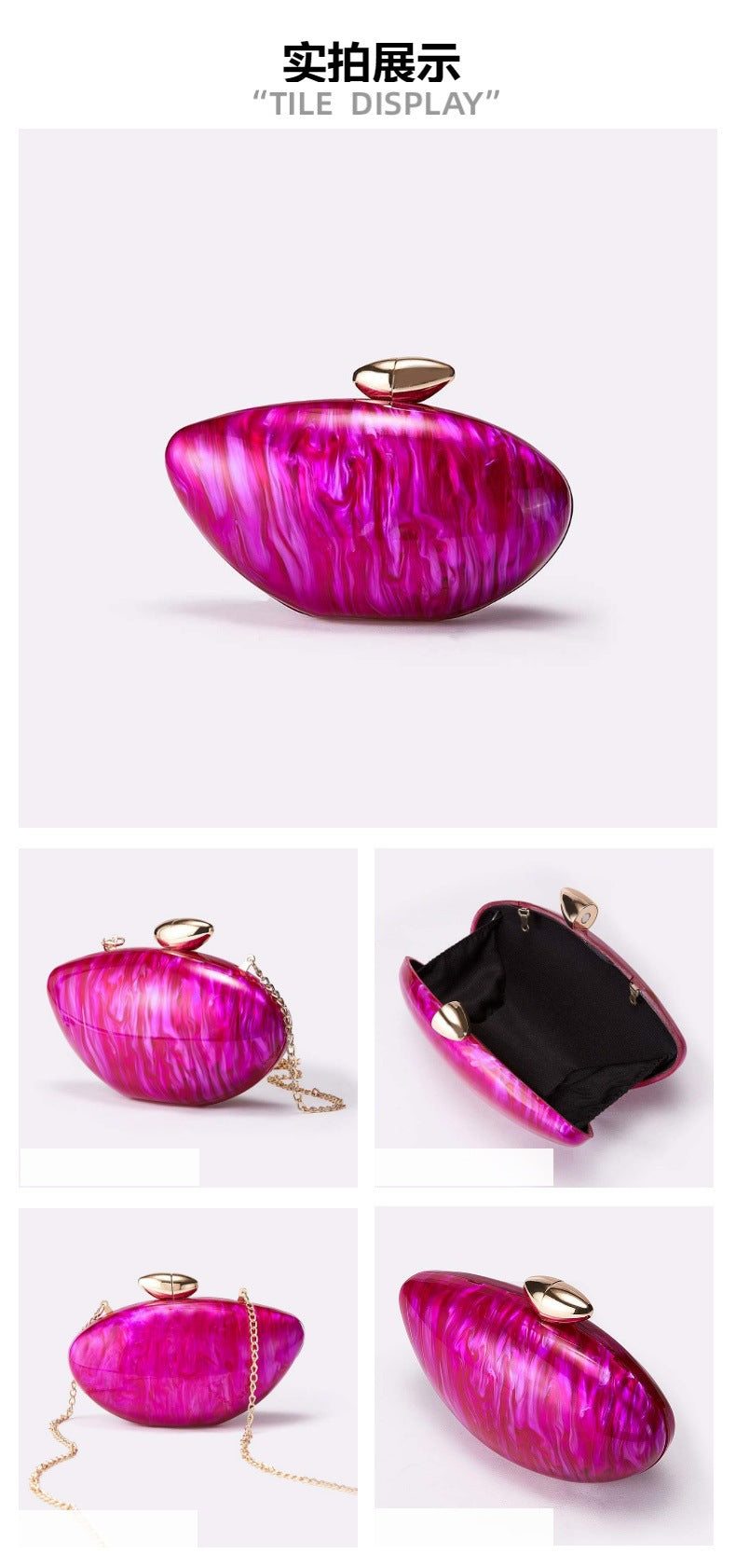 European and American Trend New Style Bag for Women Fashionable Light Luxury Versatile Bullet Head Acrylic Simple Evening Bag Clutch for Women