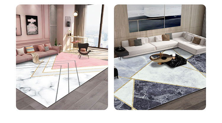 Carpet for Living Room, Stain-Resistant, Easy to Clean, Crystal Velvet Sofa Coffee Table Rug, Cooling, Silent, Light Luxury, Non-Slip Bedroom Bedside Rug